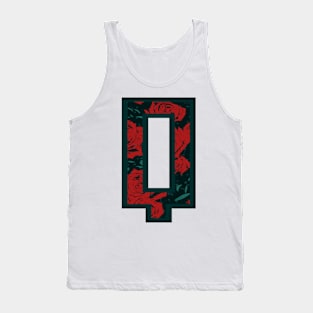 Modern Rose Floral Initial Name Alphabet - Letter Q Tank Top